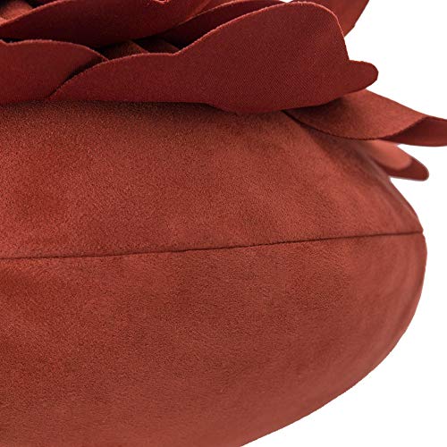 Jwh 3D Peony Flower Accent Pillow Handmade Cushion Decorative Pillowcase With Pillow Insert Cotton Sham Solid Suede Flower Home Bed Living Room Decor Girl Gift 14 Inch Rust Red #TOP4