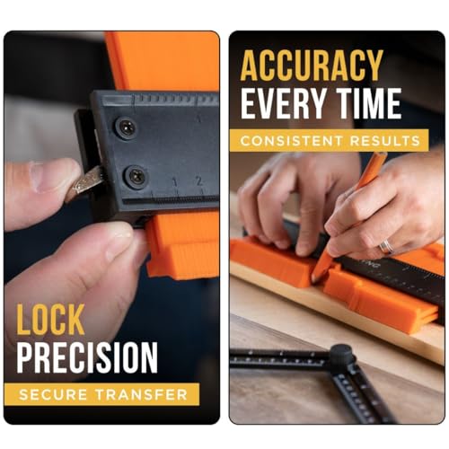 Pakkyng Contour Gauge Tool With Lock (10 Inches) - Contour Ruler Marking Tool - Super Gauge Shape and Outline Tool - Profile Gauge - Corner Measuring Tool for Odd Shapes - Woodworking Gifts for Men