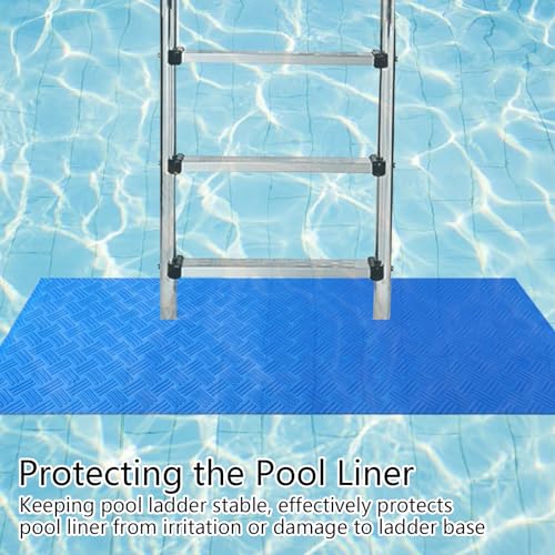 2 Rollen Poolunterlage,90x23CM Schützende Poolmatten für Poolleiter,Blau Schwimmleitermatte mit Rutschfester Textur, Pool Schutzmatte für Schritte,Treppen,Leitern