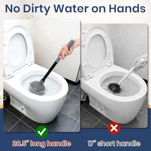 Image of Toilet Bowl Brush and Plunger Set with Toilet Cleaner Brushes and Heavy Duty Plunger Long Handle for Essential Bathroom Scrubber Cleaning