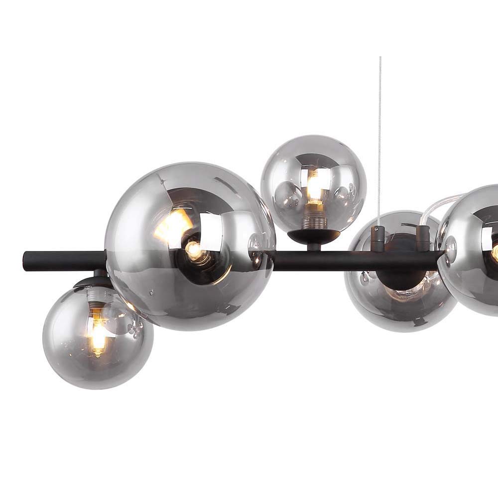 Lampa wisząca LED RIHA szklana średnica: 2 x 15 cm 31,5 W dymiony 4 x 10 cm 3 x 12 cm czarna