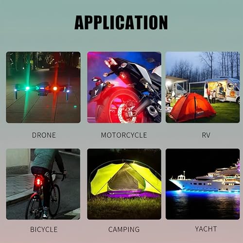 Image of CarFrill 4Pcs Drone Storbe LED Lights Drone Anti-Collision Strobe Light Bike Tail Lights USB Recharge 4 Colors 22 Modes Fits DJI Mini, Mavic air 2 Pro, Phantom, Inspire, Zoom Bike Motocycle