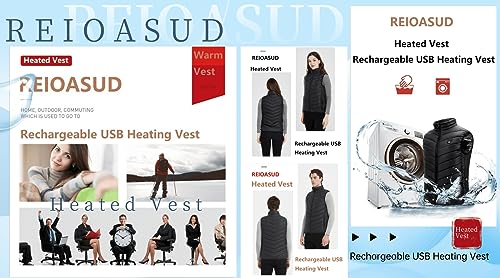 New Unisex Heated Vest with 3 Heating Levels, 9 Heating Zones, Washable Stand Collar Lightweight Zip Heated Vest4