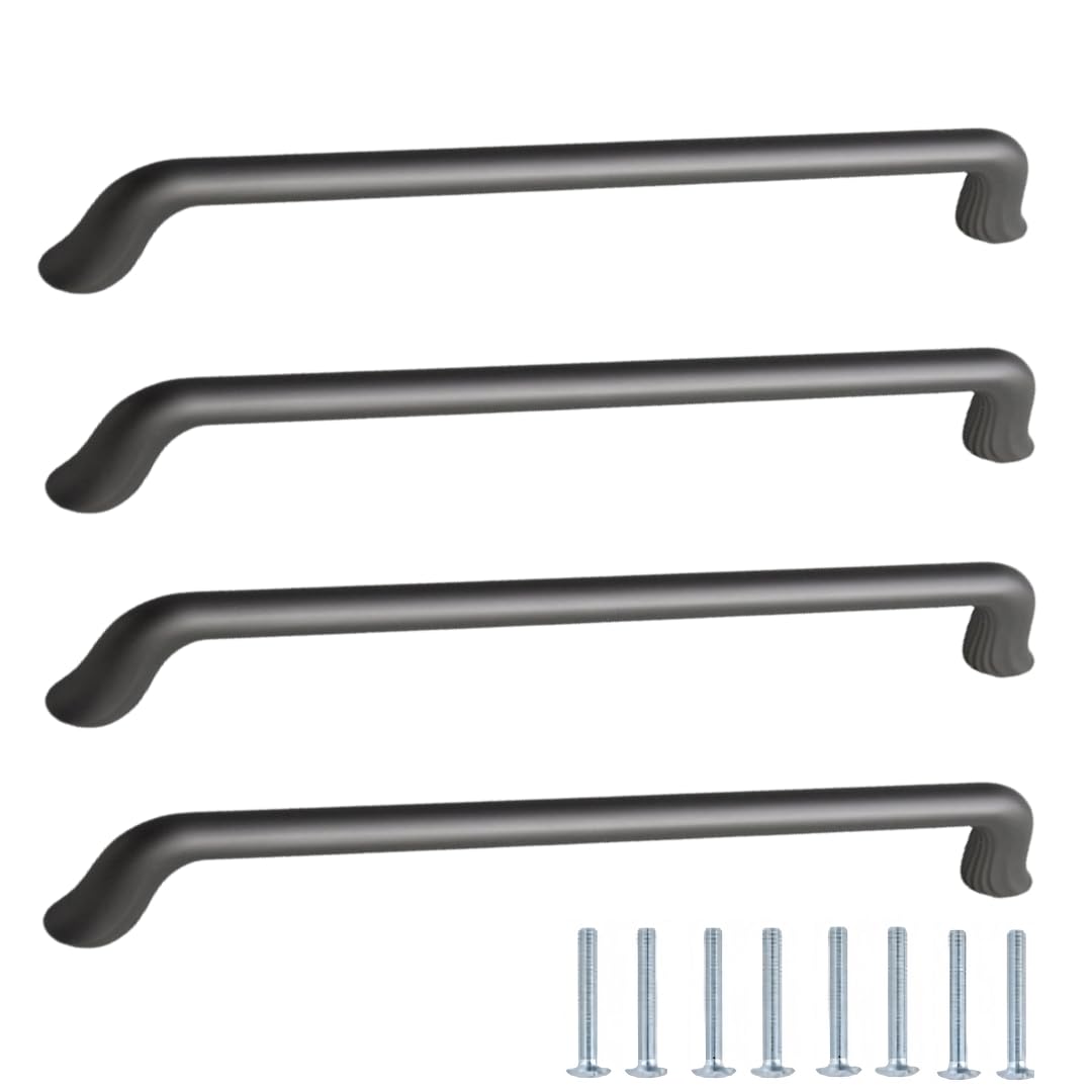NLQCSXWEP Zinc Alloy Cabinet Bow Handle, Zinc Alloy Cabinet Handles 4 pcs Gray Multiple Sizes Single Hole(8219-192mm)