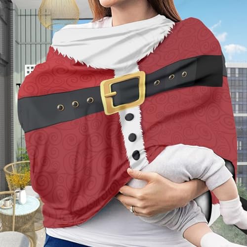 Image of Santa Car Seat Cover Baby Carseat Cover, Car Christmas Decorations Lightweight Soft Baby Carrier Cover for Girls Boys, Fit Spring Summer /Hot Days /Warm Weather