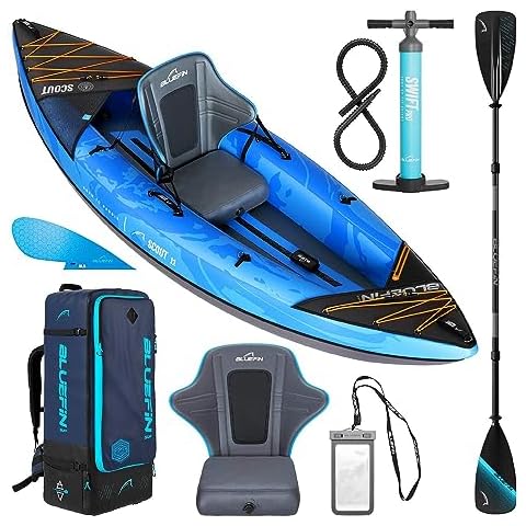 Bluefin Scout Inflatable Kayak, Inflatable 1 Person Kayak, Inflatable Canoe Alternative Cover