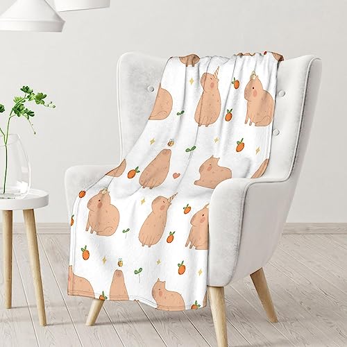 Blanket Gifts - 50"x60" Cute Throw for Boys, Girls - White Soft Fuzzy Blankets for Bed, Couch & Living Room