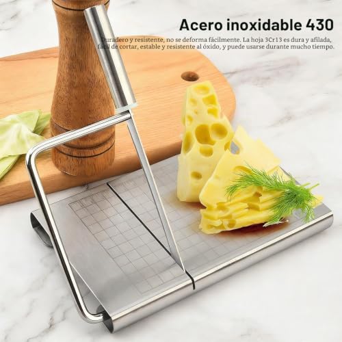 Miniatura 3 de Mylerct Cortador De Queso, Cortador De Mantequilla Con Cuchilla, Herramienta De Corte Acero Inoxidable, Multifuncional Herramienta De Corte De Queso Con Escala Cuadrícula, Para Bloque, Mantequilla