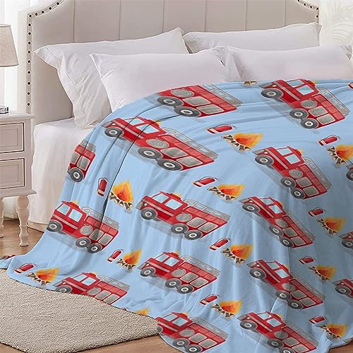 Image of Fire Truck Fleece Throw Blanket - Super Soft, Cozy Flannel, Air Conditioning, 80x60 in for Adults