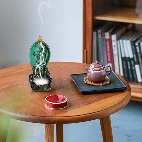 Comsaf Waterfall Backflow Incense Burner Ceramic, Handmade Censer Incense Cone Incense Stick Holder, Aromatherapy Ornament Home Decor Porcelain Yoga Meditation Relaxation Office Gift, Koi Fish Pond #TOP5
