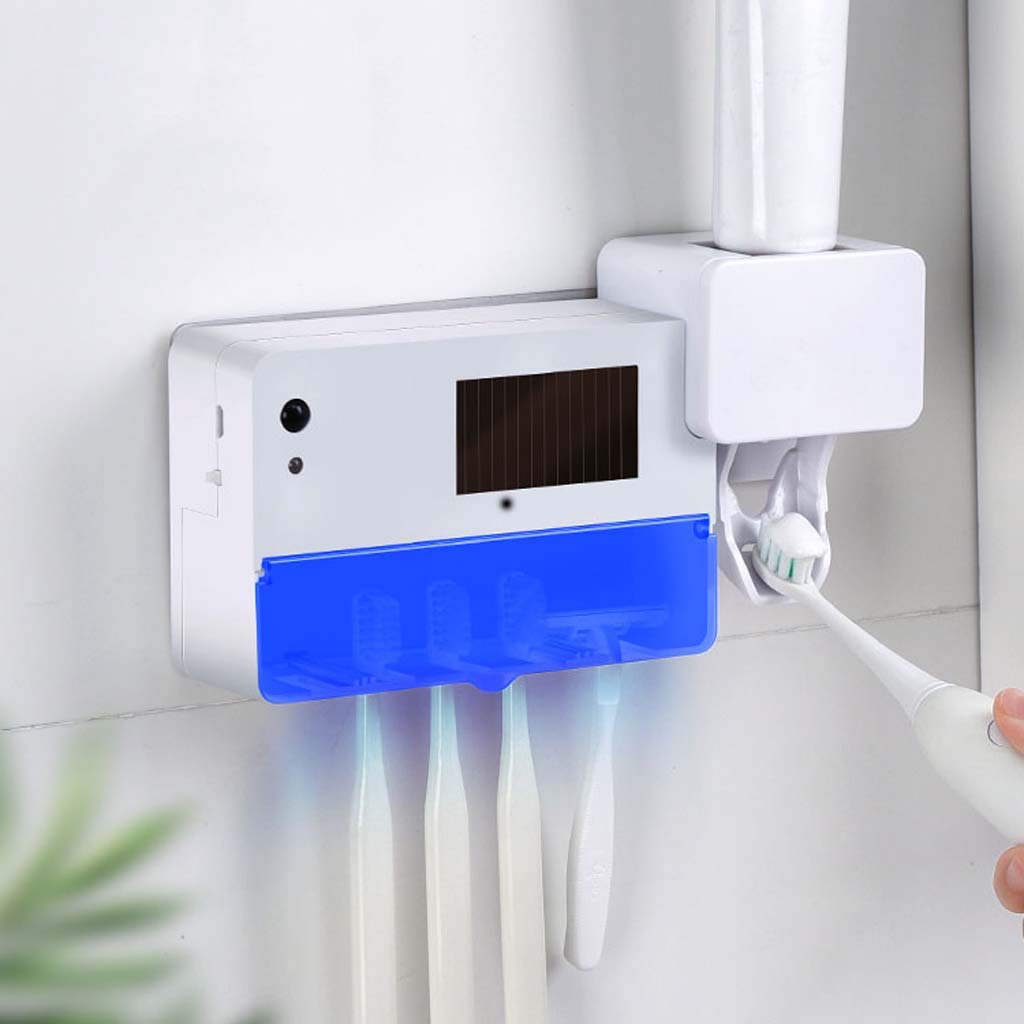 TJH Smart - Supporto per la disinfezione degli spazzolini da Denti, da Parete con Raggi UV, sterilizzatore per spazzolini da Denti elettrici, Installazione Senza perforazioni