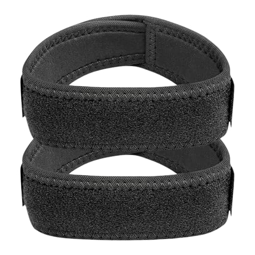 Horktrust 2 piezas Rodillera Rotuliana Adjustable, Cinta Rotuliana para Hombre y Mujer, Correa de sujeción para el tendón rotuliano, Para aliviar el dolor de la tendinitis, Color negro