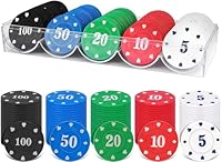 MINISOISO 100 Stück Pokerchips, Casino Poker Chips, Spielchips Wertmarken Karten Poker Chips Roulette Spiel Bingo Chips mit Wert Blackjack Set für Counting Marker Casino Pokerset