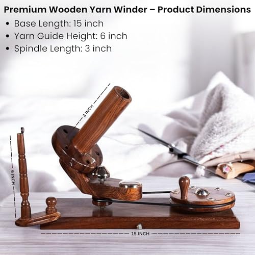 Image of Hind Handicrafts Wooden Yarn Ball Winder for Knitting & Crochet | Handcrafted Rosewood Design | Smooth Center Pull Ball Winder with Anti-Skid Base - Ideal for 1 lb Yarn Balls