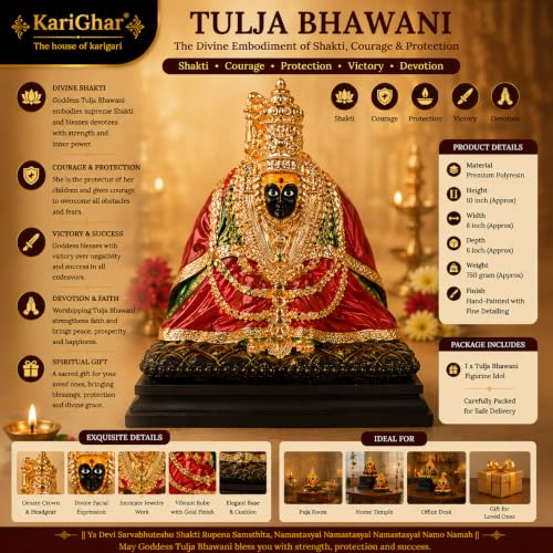 Image of KariGhar Tulja Bhawani Idol Perfect for Car Dashboard and House Warming Multicolor 4 Inch
