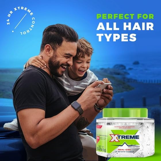 X~Treme Professional Styling Extreme Hold Hair Gel, Ultra Strong Level 10 Hold, Alcohol Free with Aloe Vera, Clear, 35 oz Jar