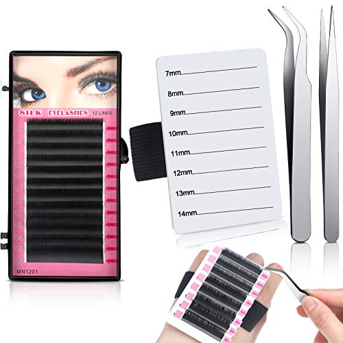 Eyelash Extension Hand Plate Acrylic Lash Holder Plate Tray with Elastic Wrist Strap 0.15 mm D Curl 8-15 mm Mixed Eyelash Extension Supplies Straight Curved Tweezers Eyelash Extension Tools for Women