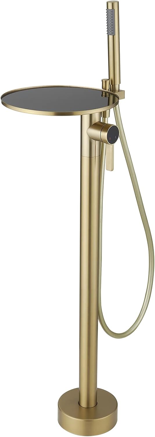 Homevacious FreeStanding Bathtub Faucet Brushed Gold Floor Mount Tub