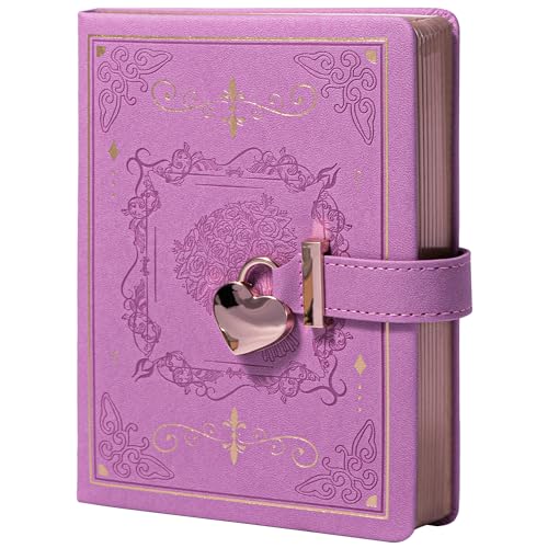 MGGAO Journal Intime avec Cadenas, Journal en Cuir PU à Couverture Rigide et Cadenas, Carnet...
