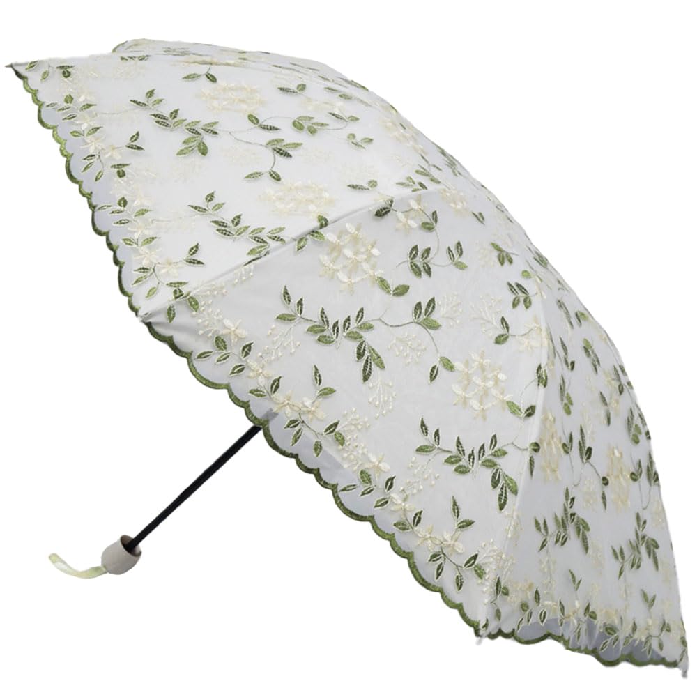 Aikelai Embroidery Floral Lace Umbrella for Women/Girls, UV Umbrellas for Sun Protection,Folding Compact Umbrella,Portable Fancy Umbrella for Travel