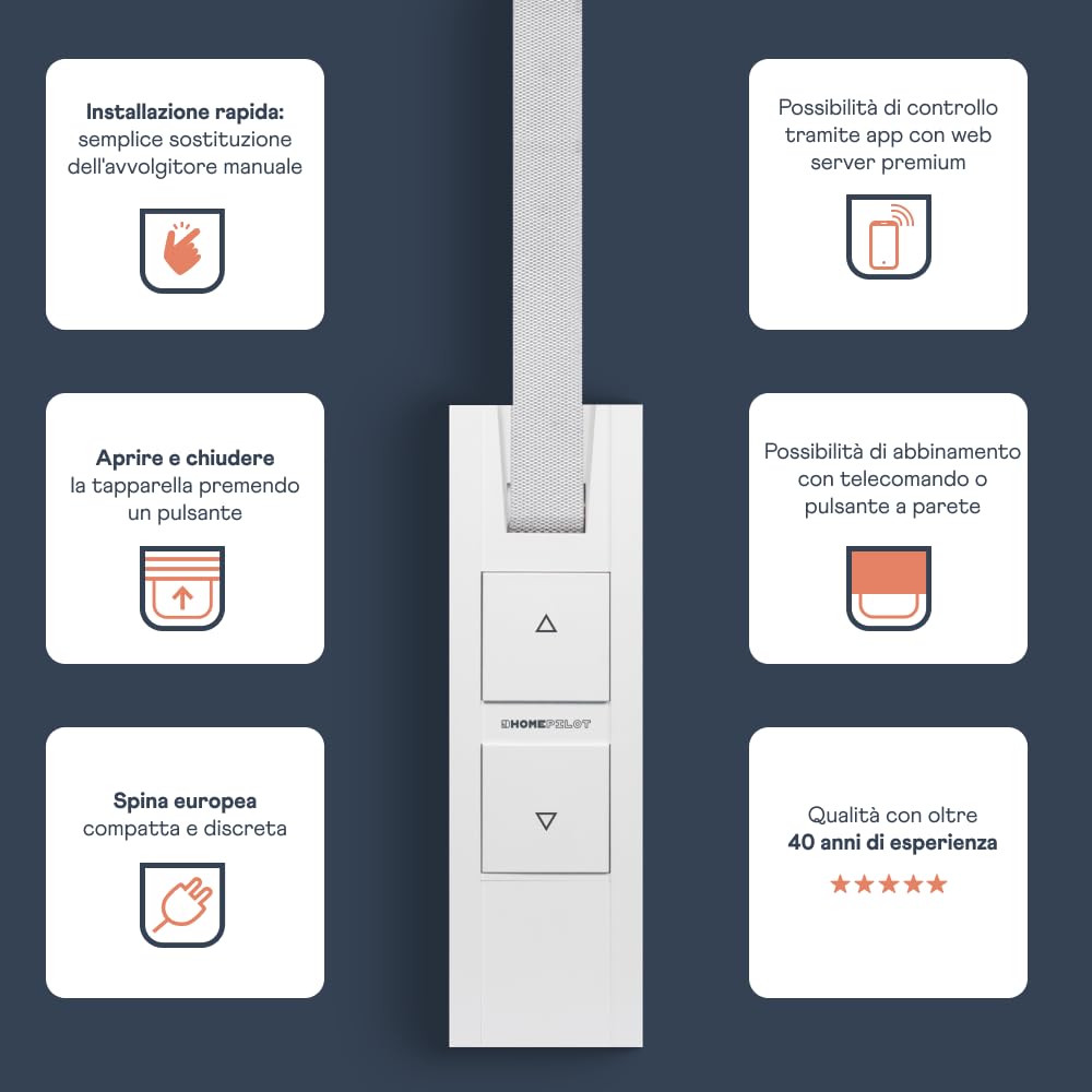 Home Pilot - Avvolgitore da incasso smart Pure per il comando di tapparelle. Tapparelle smart | Montaggio rapido – 10122345