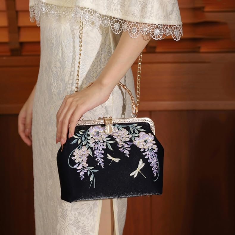 Embroidery handbag wind cheongsam banquet hanbok handbag gentle classical clutch bag shoulder bag