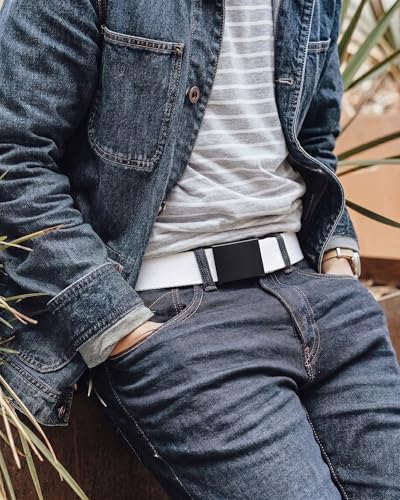 Image of Mile High Life Cut To Fit Canvas Web Belt Size Up to 52 inch with Flip-Top Solid Black Military Buckle