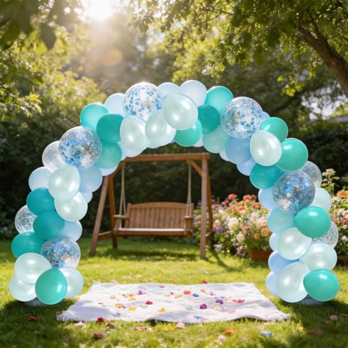 Image of 60Pcs Teal Blue Balloons, 12inch Teal and Light Blue Balloons Turquoise Blue Confetti Latex Balloons for Wedding Bridal Shower Birthday Graduation Party Decorations