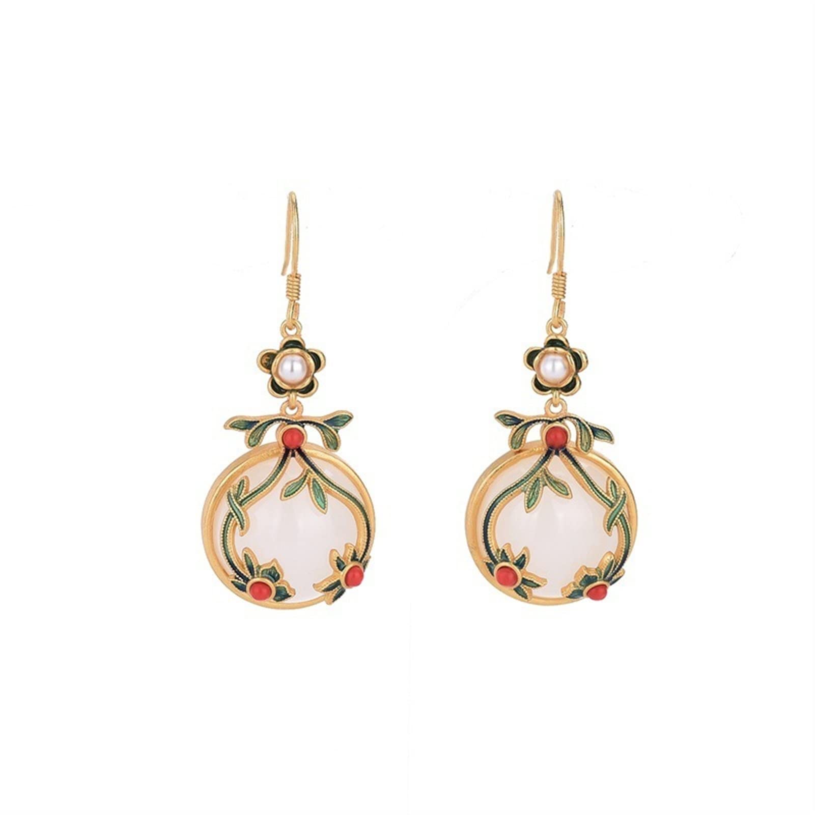 Pendientes rojos estilo Hotan y Yunan retro para trajes Han tradicionales