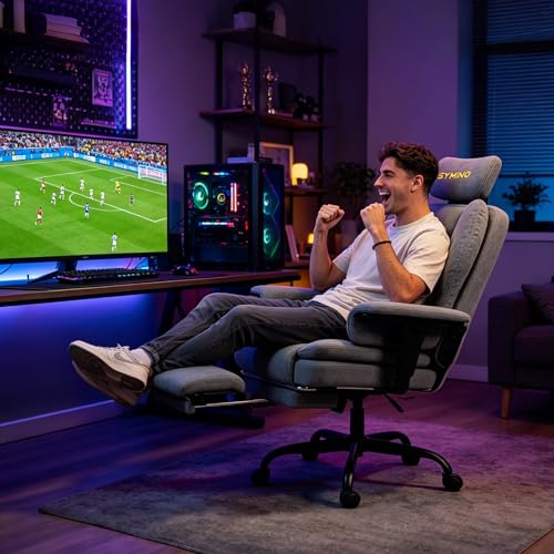 Image of Symino Gaming Chair with Footrest, 2D Armrests Up /Down & Left /Right, Suede Fabric Ergonomic Office Chair, 155 Recline Computer Chair for Desk, Blue