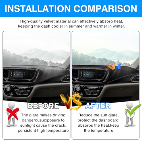 Image of Autorder Dashboard Cover Mat for 2017-2025 2026 Chrsyler Pacifica Minivan Accessories Dash Cover Upgrade Velvet Dash Mat Sunshade Glare UV Rays Protector