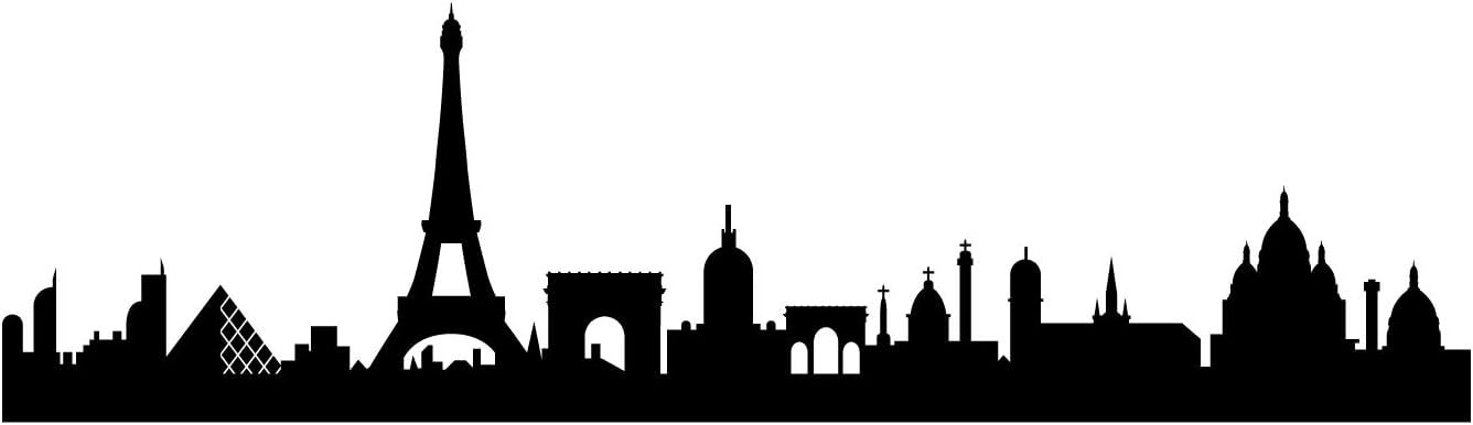 Vinyl Wall Art Decal - Paris Skyline - 20" x 70" - Unique Modern France Europe French City Home Bedroom Living Room Store Shop Mural Indoor Outdoor Silhouette Adhesive Decor