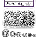 Swpeet 72Pcs 6 tailles 693ZZ, 623ZZ, 624ZZ, 685ZZ, 687ZZ, 627ZZ Roulements à billes Kit d'assortiment, Roulements à rainures profondes en acier au carbone, Double blindé