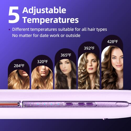 Ultrasonic Cool Mist Hair Straightener, Red Light Flat Iron with Titanium Plates, Reduce Heat Damage,5 Adjustable Temperatures, Hair Styling Iron for All Hair Types - Image 5