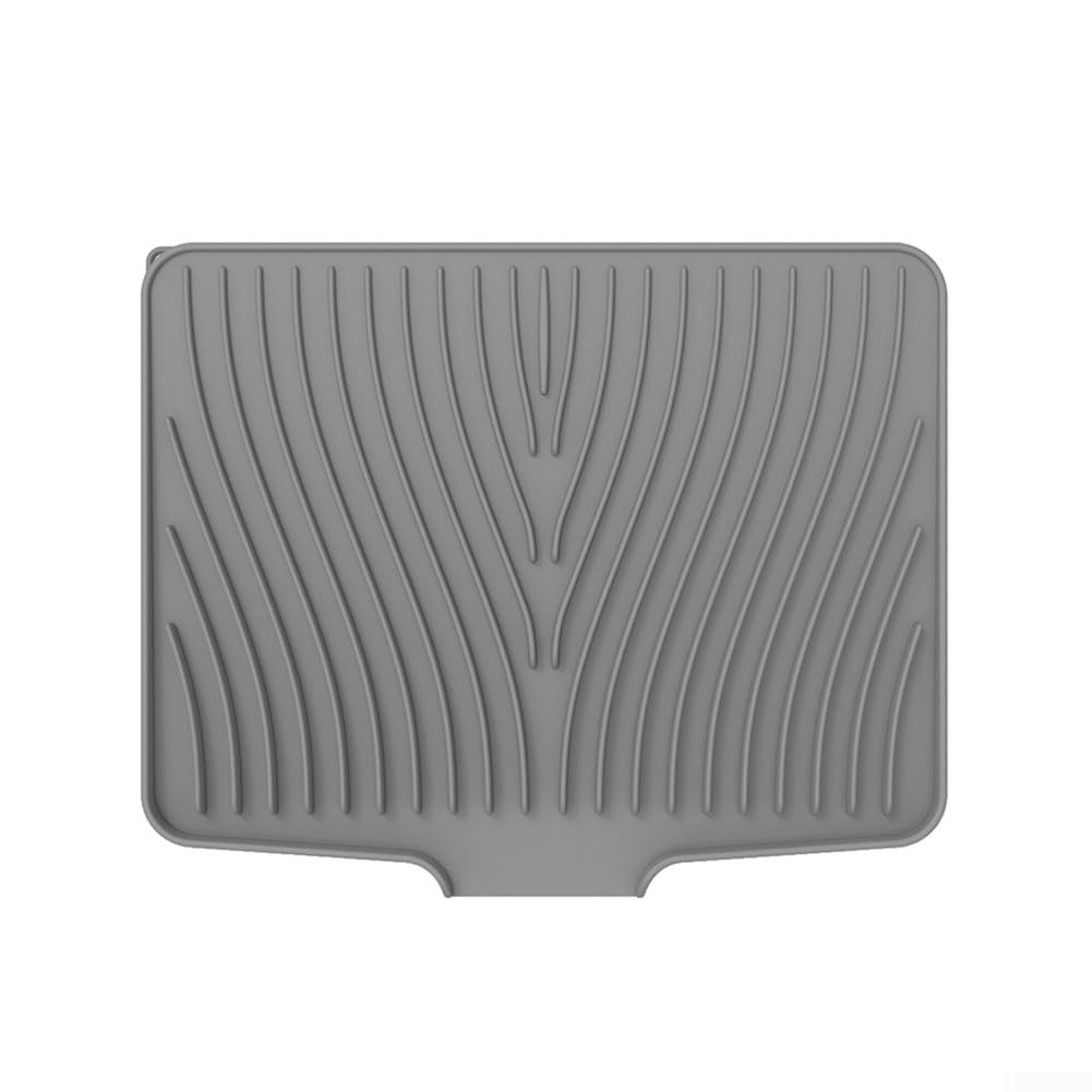 Dish Drying Mat 40*33*1.5cm Silicone Dish Drying Mat Folding Drain Board Mat Non-Slip Dish Drain Mat, Heat-Resistant Drain Mat Suitable for Kitchen Countertops(Gray)