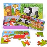 🐯【4 in 1Puzzles zum Wald Thema】 Zu den 4-in-1-Puzzles zum Wald Thema für Kinder-Puzzle enthält vier Puzzlespiele mit Panda, Fuchs, Bär und Tiger. Das Puzzle hat vier Schwierigkeitsstufen: 9, 12, 15 und 20 Teile. Puzzlespiele sind großartige Geburtstags- /Ostergeschenk für Jungen, Mädchen und Kleinkinder im Alter von 3, 4 und 5 Jahren