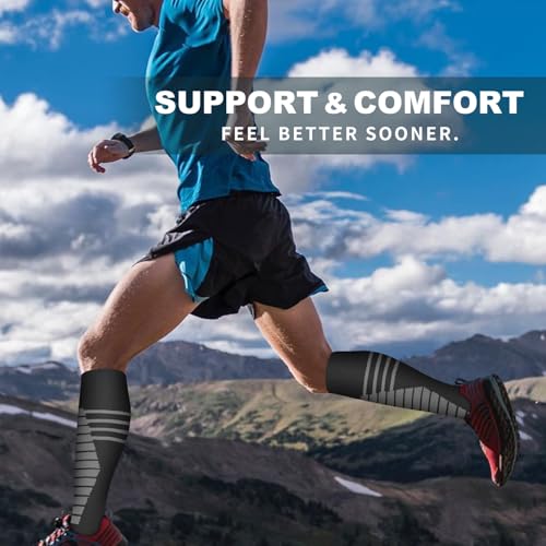 Image of Bluemaple 6 Pack Copper Compression Socks for Women and Men Circulation-Best Support for Medical, Running,Nursing,Athletic