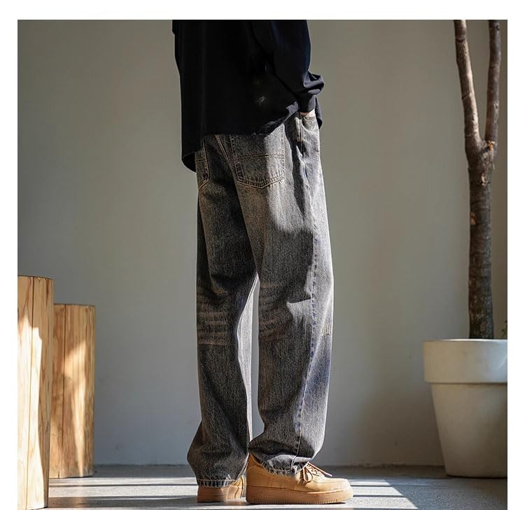 Men's Vintage Jeans Spring Autumn Loose Wide-Leg Casual Pants3