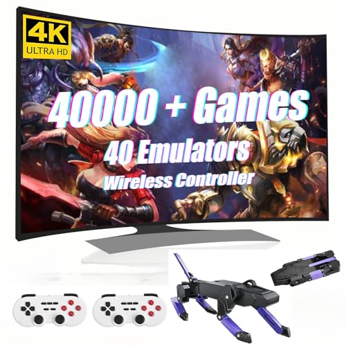 HeavenBird Retro Game Console, Plug & Play, 128G, 40,000 Games & 40 Emulators, Video Game Stick, TV HDMI Connect, Stress Anxiety Relief, Gift for Kids/Friends