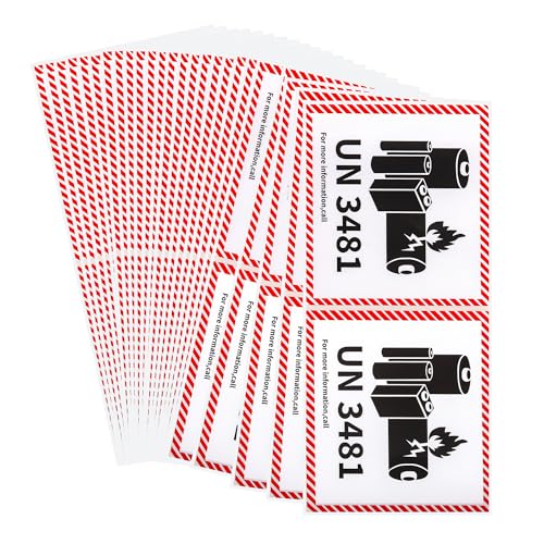 120 Pcs Lithium Battery Warning Labels 4.7" x 4.3