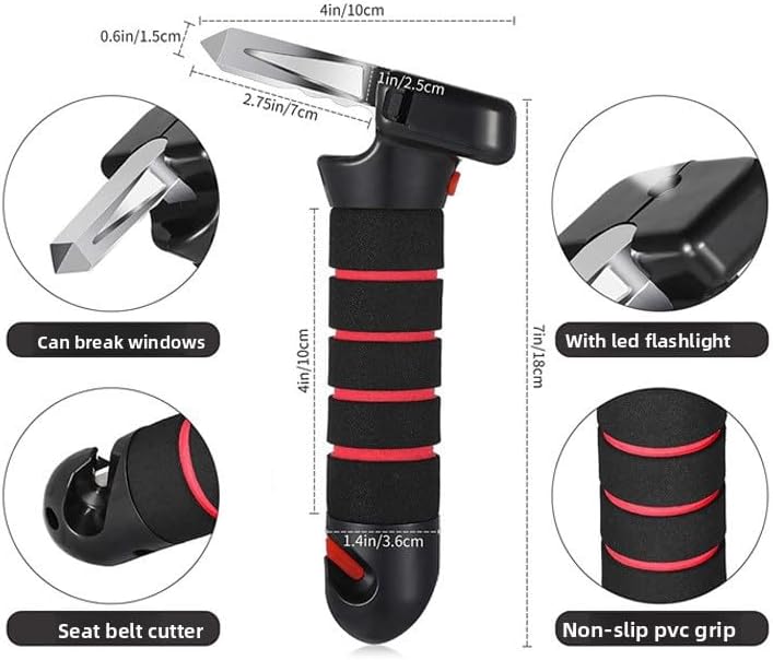 Car Safety Hammer 2-Piece Emergency Escape Tools Car Window Glass Hammer Crusher and Seat Belt Cutter Escape 2-in-1 Home Rescue and Car Emergency Escape Tools (Red and Blue.)