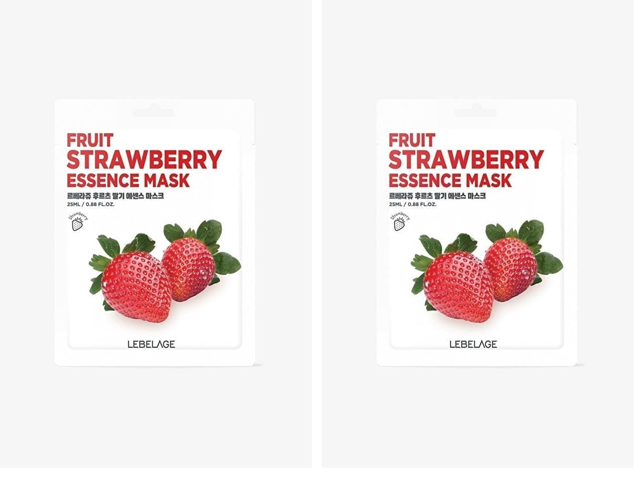 LEBELAGE Çilekli Kağıt Maske Lebelage Fruit Strawberry Essence Mask (2 paketi)