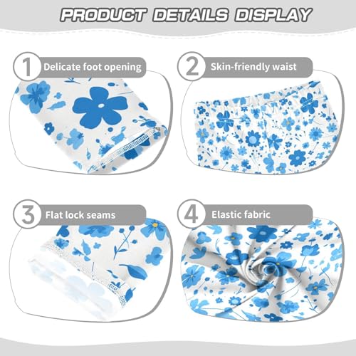 KLL Blue Flower Toddler Girls' Leggings Stretchy Full Length Workout Pants Running3