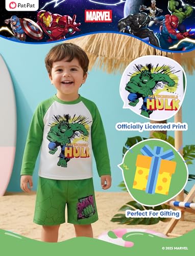 Image of Disney Marvel Spiderman Swimsuit Rash Guard Shirt & Swim Trunks Stitch Boys Swim Set UPF 50+ Summer Kids Bathing Suit 3M-13T