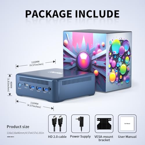 Image of RUPA Mini Pc Windows 11, N100 Mini PC 8GB DDR4 RAM 256GB 2.5''SSD, Micro PC Support Real 4K HDR 10+ Triple Display, WiFi6, BT5.2, USB3.0, Gigabit Ethernet Mini Computer for Home /Office