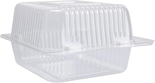 Miniatura 8 de Recipientes de alimentos cuadrados transparentes con bisagras, 50 recipientes para rebanadas de pastel, bandeja desechable para llevar, 5.3 x 4.7 x