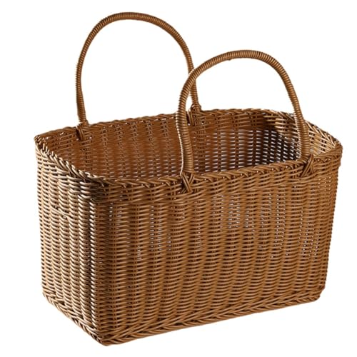 Kznifmk Cesta de la Compra de Ratán Cesta de la Compra Sencilla Cesta de Verduras Ecológica Cesta de Frutas Picnic Al Aire Libre,B
