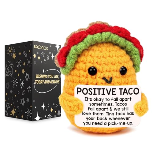 Emotional Support Taco, Handmade Positive Crochet Animal, Cute and Cozy Companion for Men & Women, Birthdays Gift, Holidays, Fun Taco Gifts