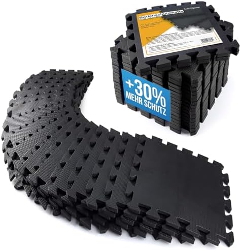 Boden-Schutzmatten XXL Set; Fitnessmatte Bodenschutz Puzzle-Matte; Unterlegmatte für Fitnessgeräte Turnmatte Trainingsmatte Sport-Matte & Fitnessraum Keller Garage Fast 2 m²