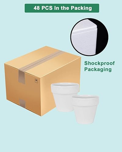 Miniatura 7 de vensovo 48 macetas pequeñas de cerámica blanca  Mini maceta pequeña de cerámica de 2 pulgadas con orificio de drenaje, macetas de arcilla para